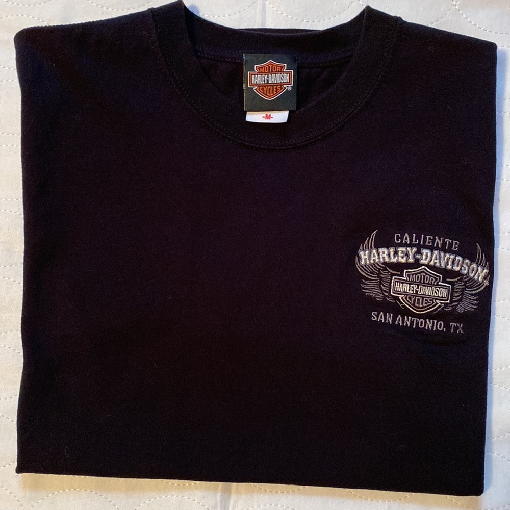 Harley Davidson Embroidered Black T-Shirt Size M